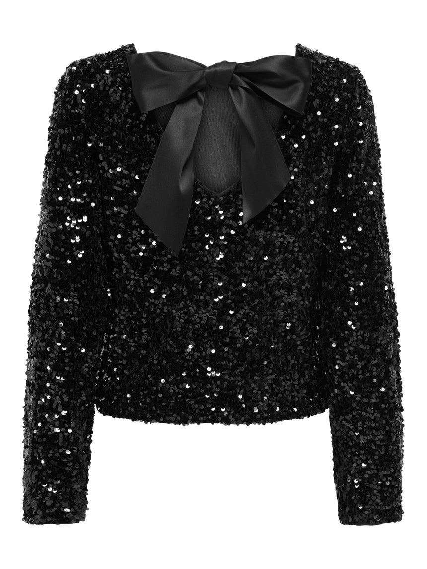 ONLY CONFIDENCE L/S SEQUIN BOW TOP