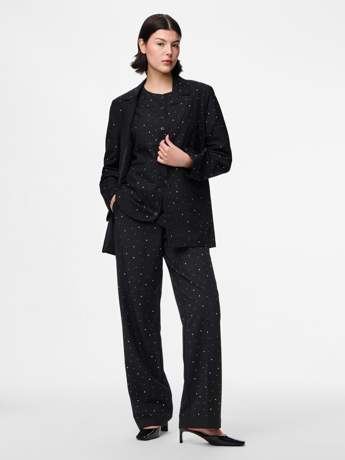 PIECES MICHELLE RHINESTONE HW PANT