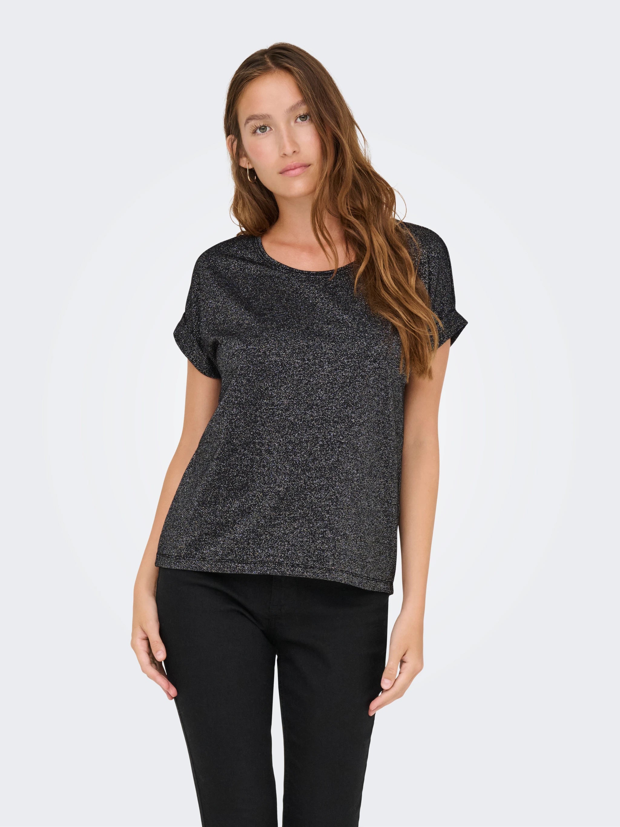 ONLY MOSTER GLITTER SS O-NECK TOP