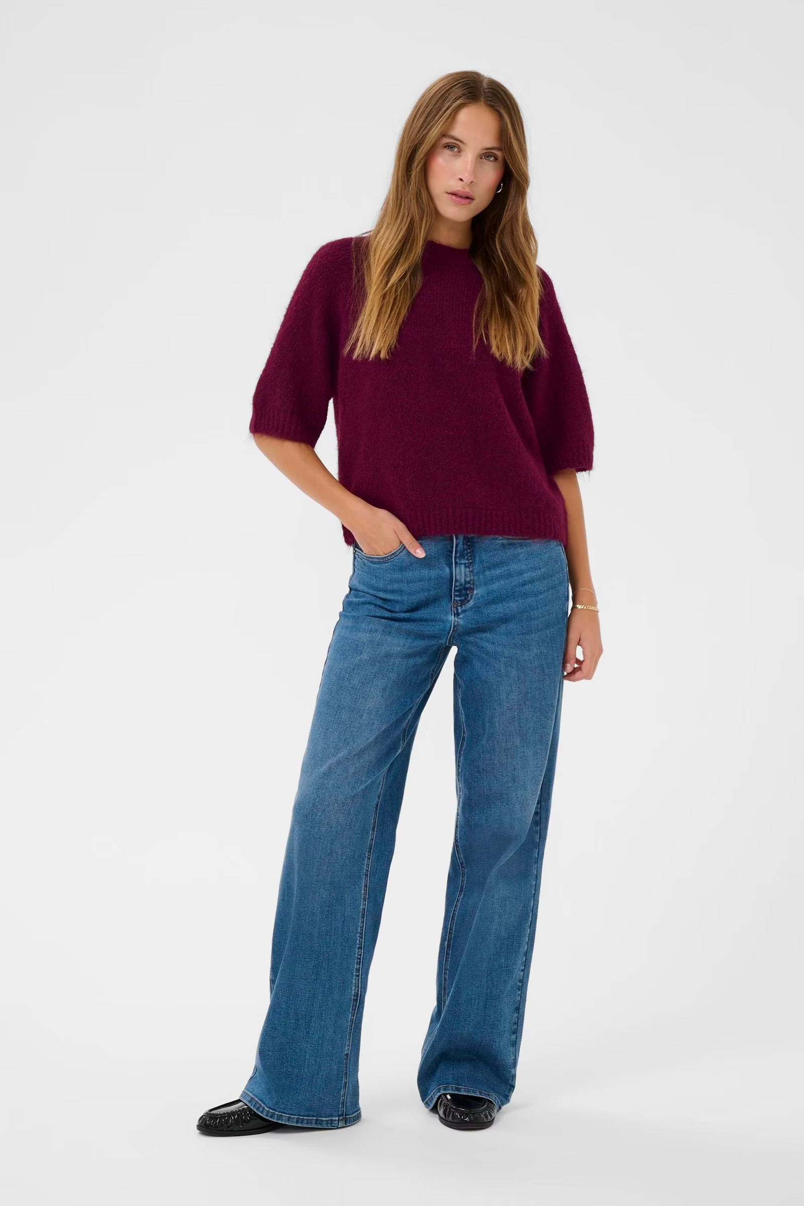 KAFFE EMILIE CROPPED KNIT PULLOVER