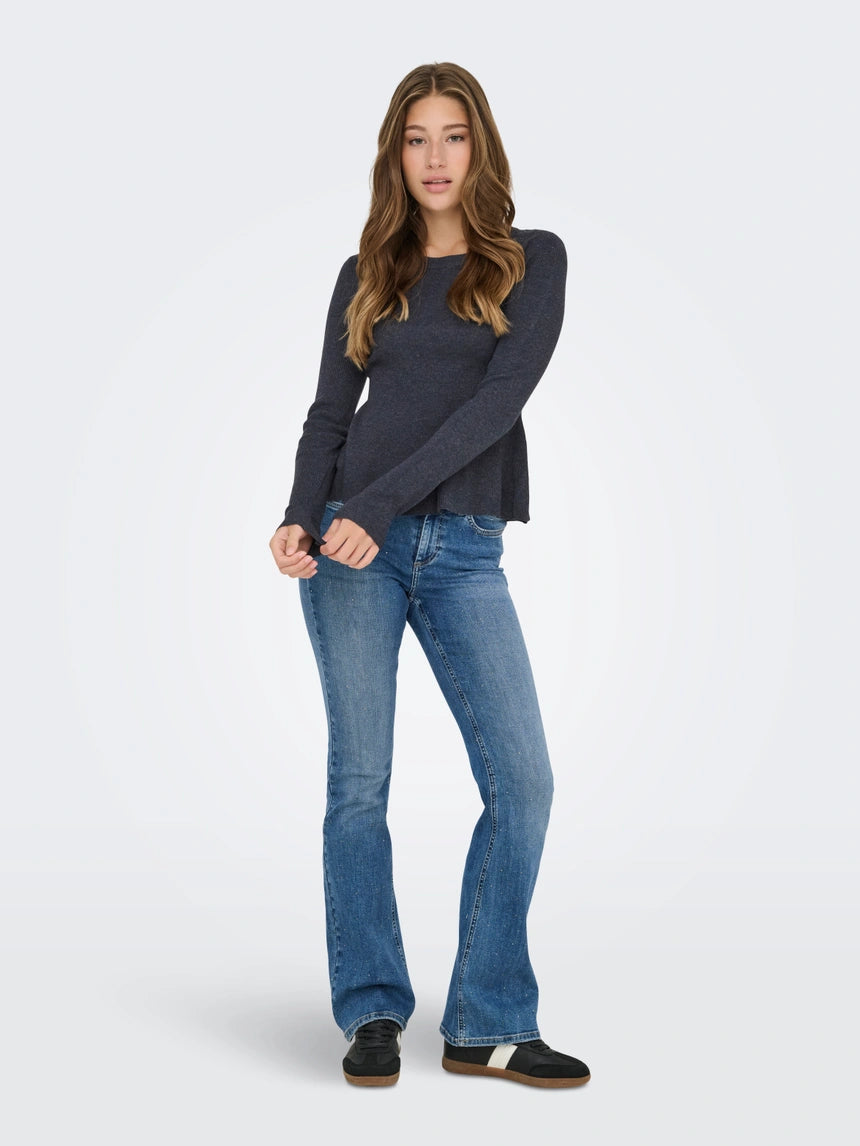 ONLY COCO LIFE LS RIB ONECK PEPLUM