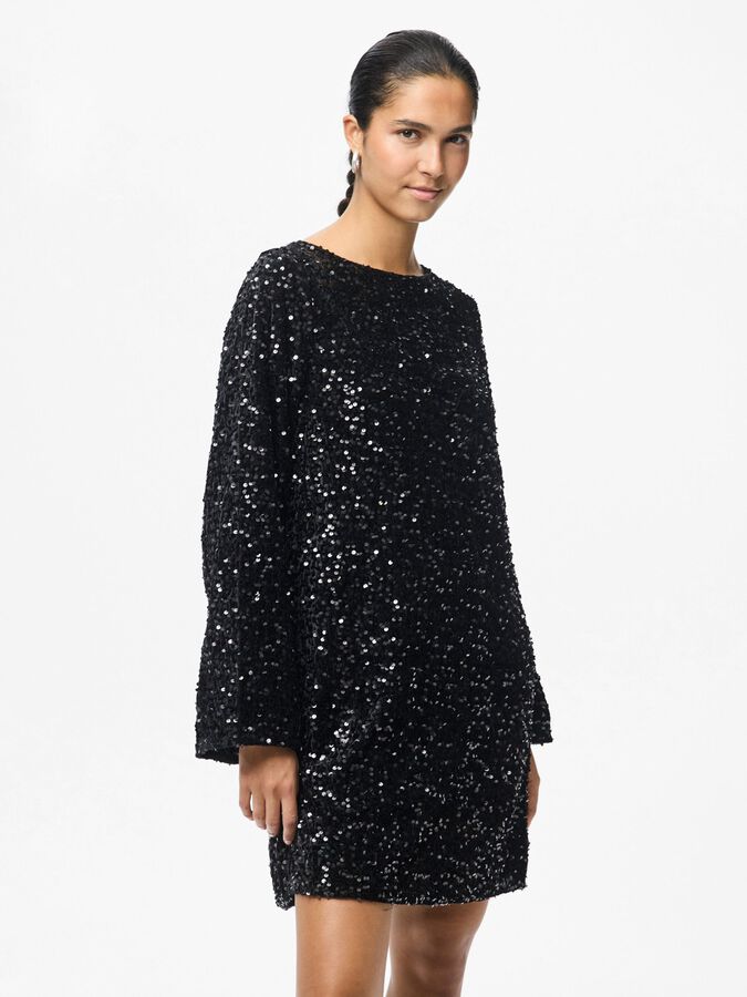 PIECES KAM LS DEEP BACK BOW DRESS
