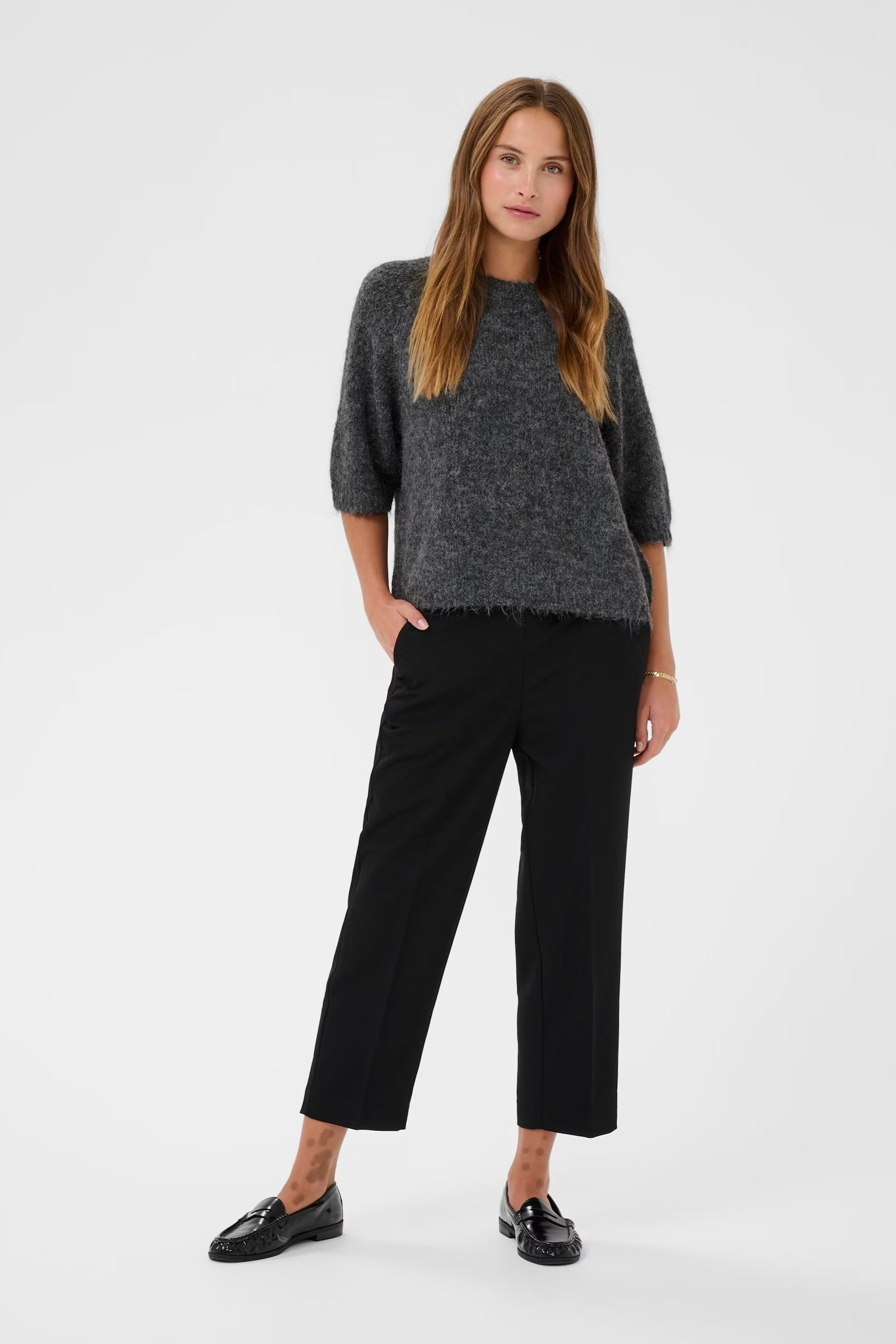 KAFFE EMILIE CROPPED KNIT PULLOVER