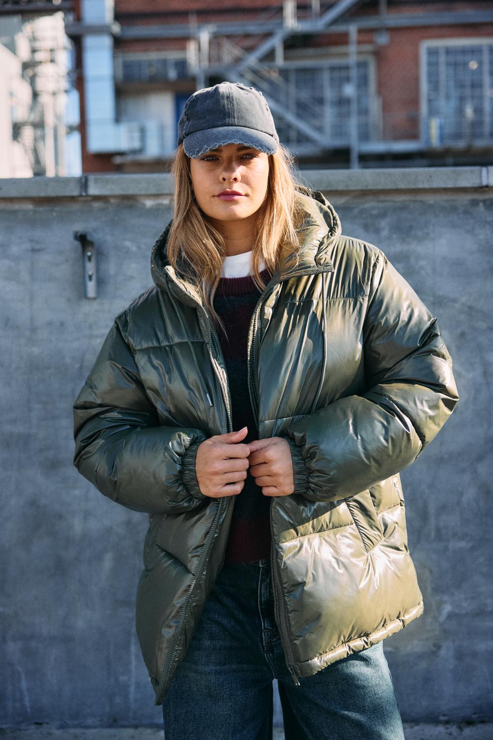NOISY MAY ALLIE SHINY HOOD LONG JACKET