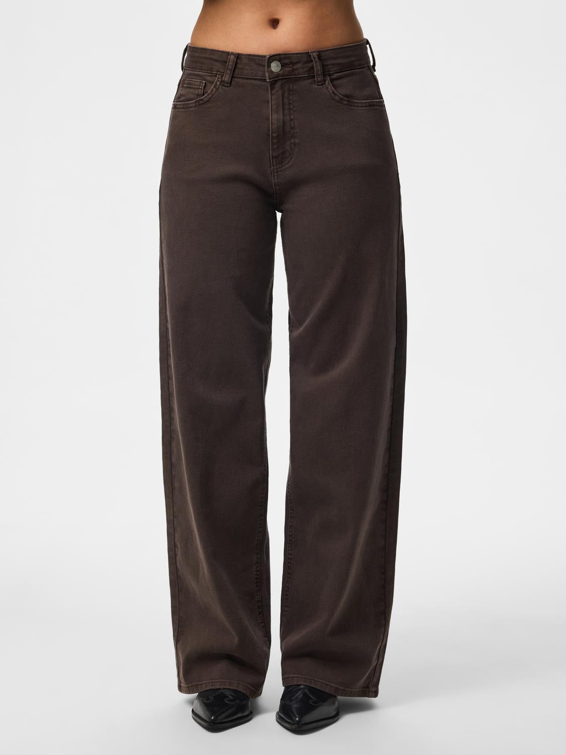 PIECES SILKE MW WIDE COLORED JEANS