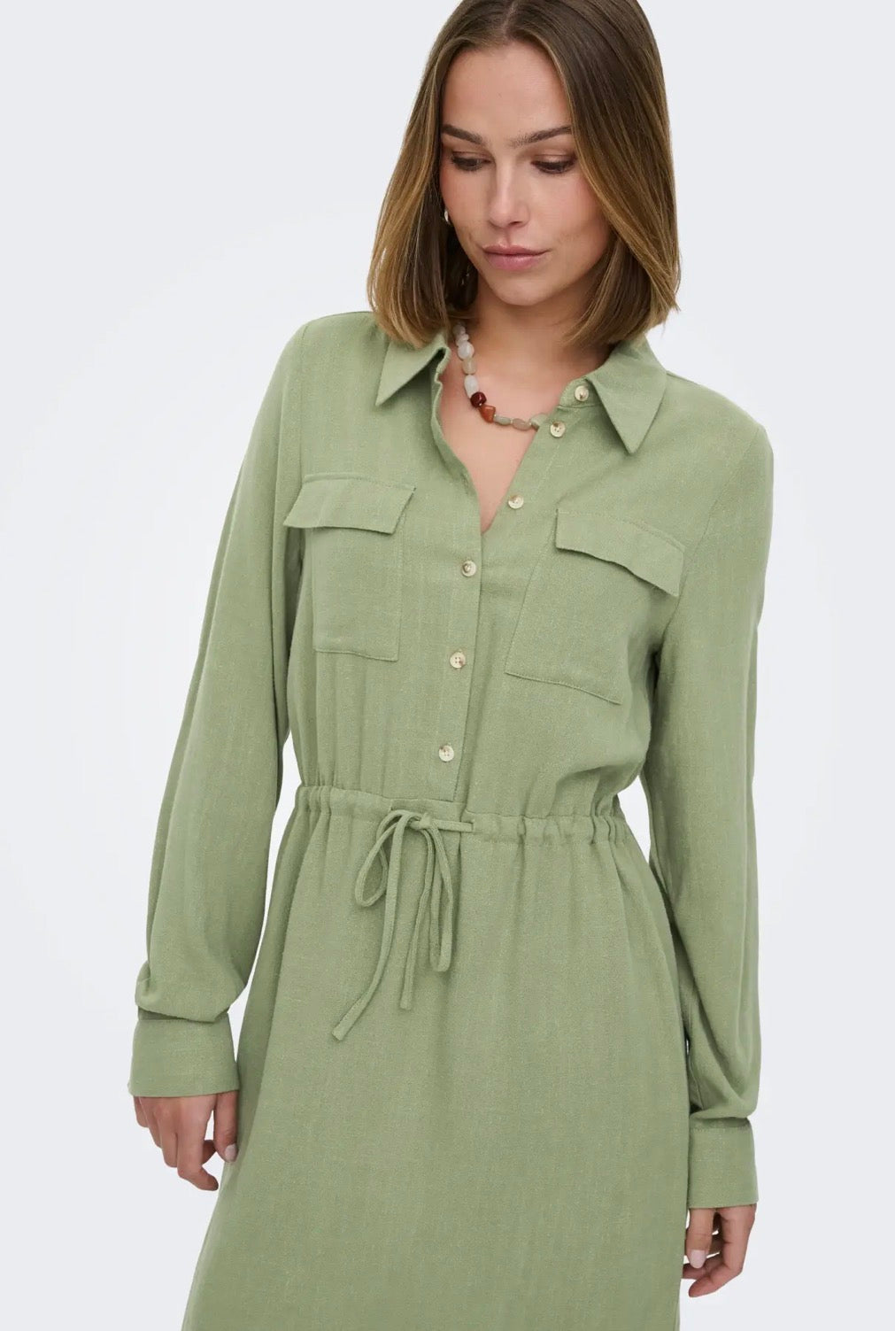 ONLY SIESTA L/S LINEN SHIRT DRESS