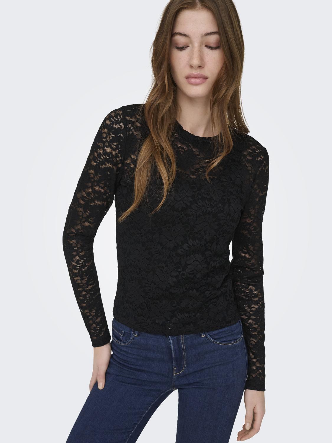 ONLY NIKKA L/S O-NECK LACE TOP
