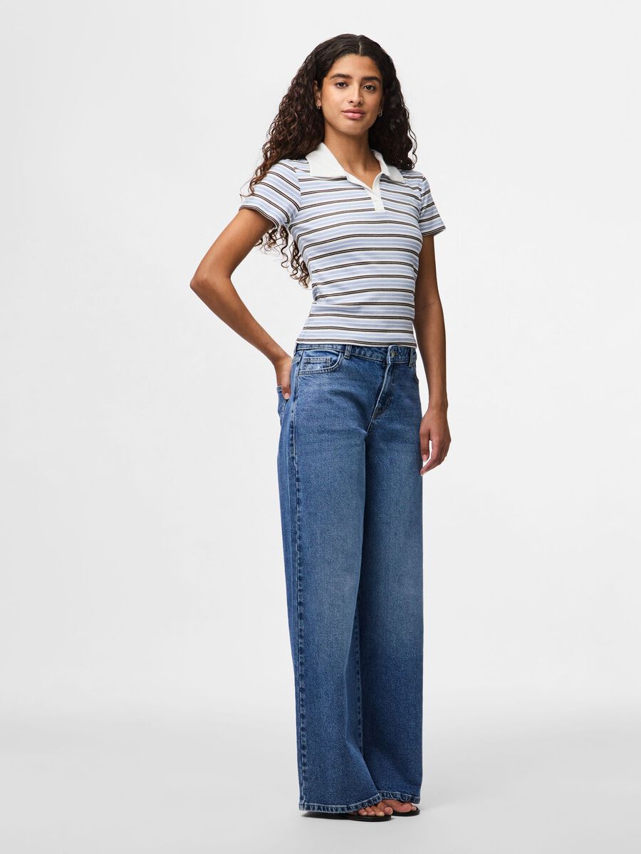 PIECES SELMA LW WIDE JEANS - MEDIUM BLUE DENIM
