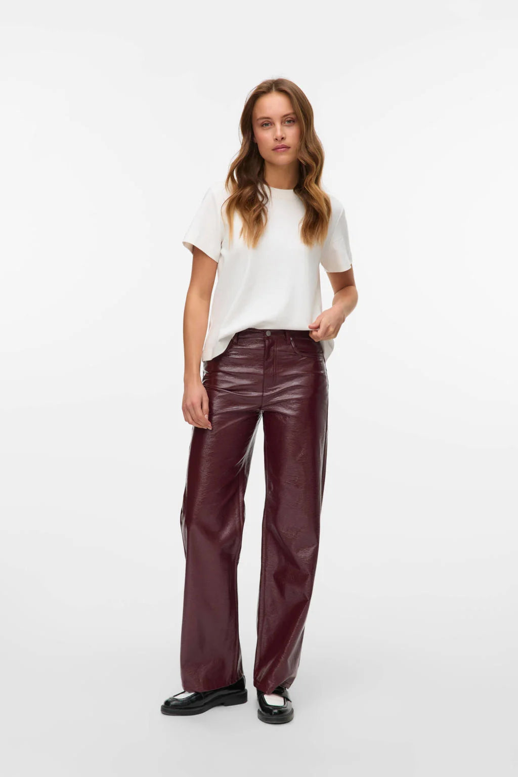 VERO MODA TESSA HR WIDE COLORED VINYL PANTS