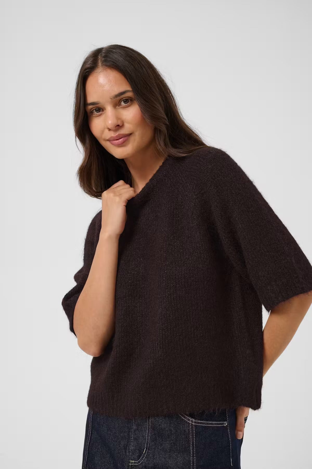 KAFFE EMILIE CROPPED KNIT PULLOVER
