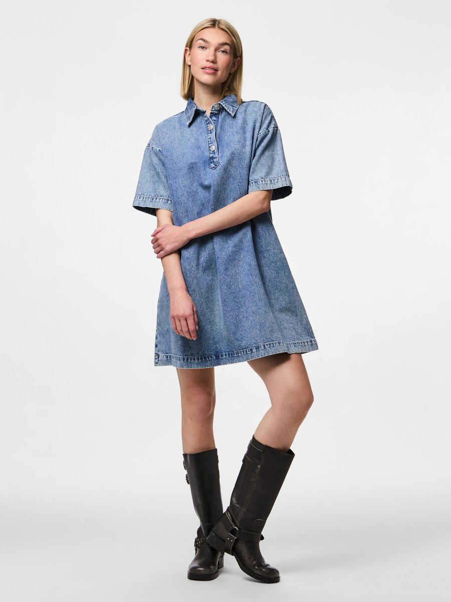 PIECES KENYA SS A-SHAPE DENIM DRESS