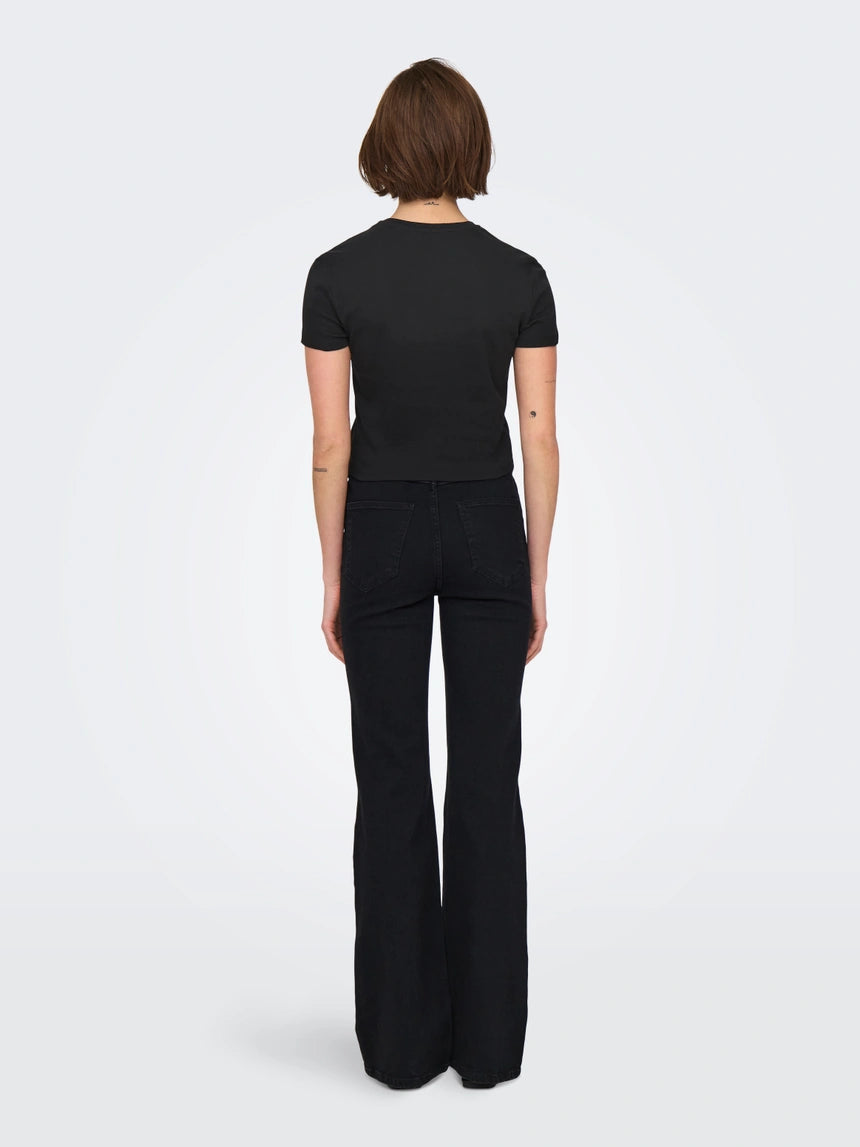 ONLY KIRA S/S BLING O-NECK SHORT TOP