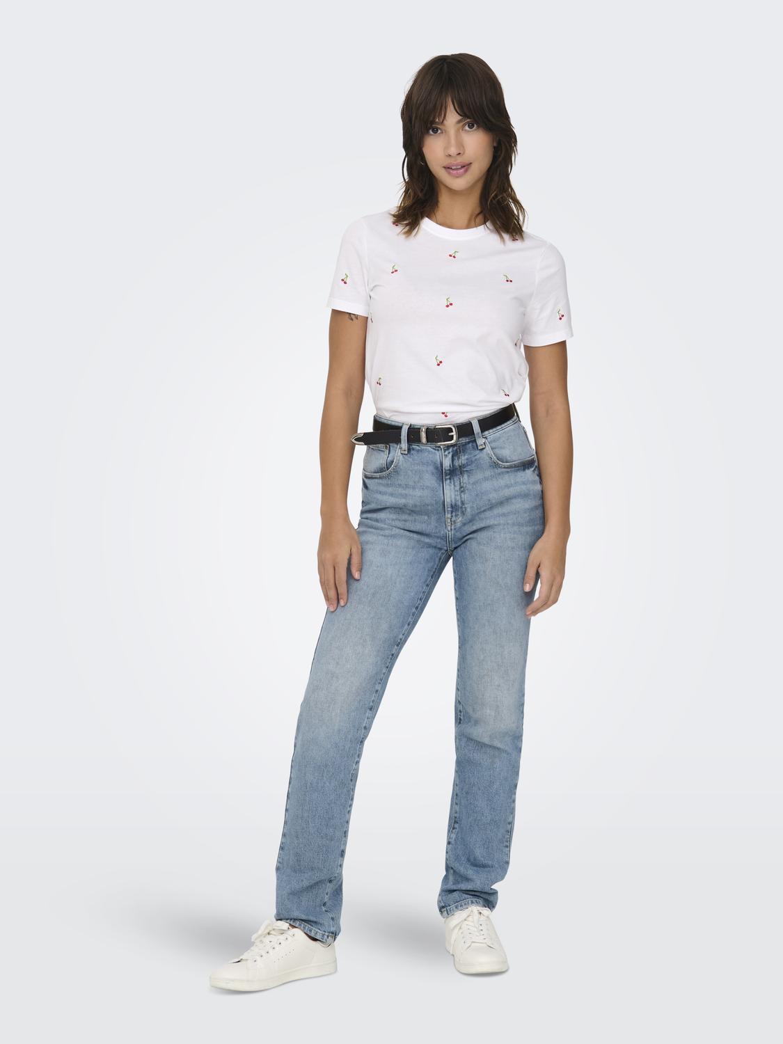 ONLY KETTY S/S O-NECK TOP - CHERRY