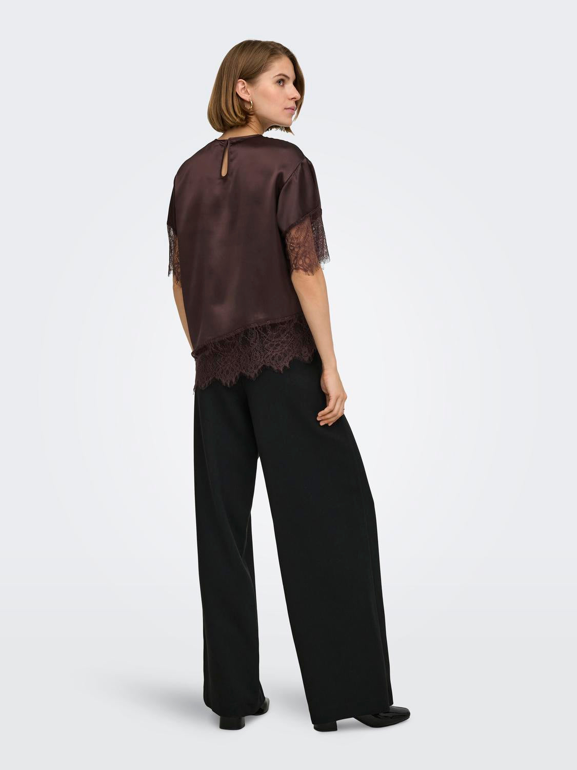 ONLY INDONA 2/4 SATIN LACE TOP WVN