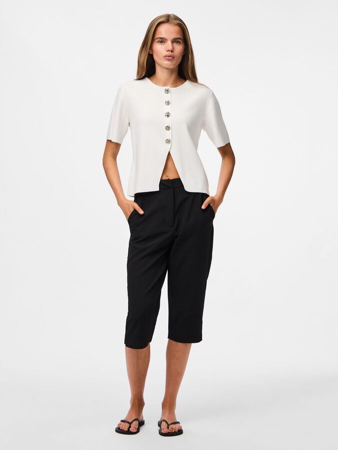 PIECES MARIE SS O-NECK SPLIT KNIT