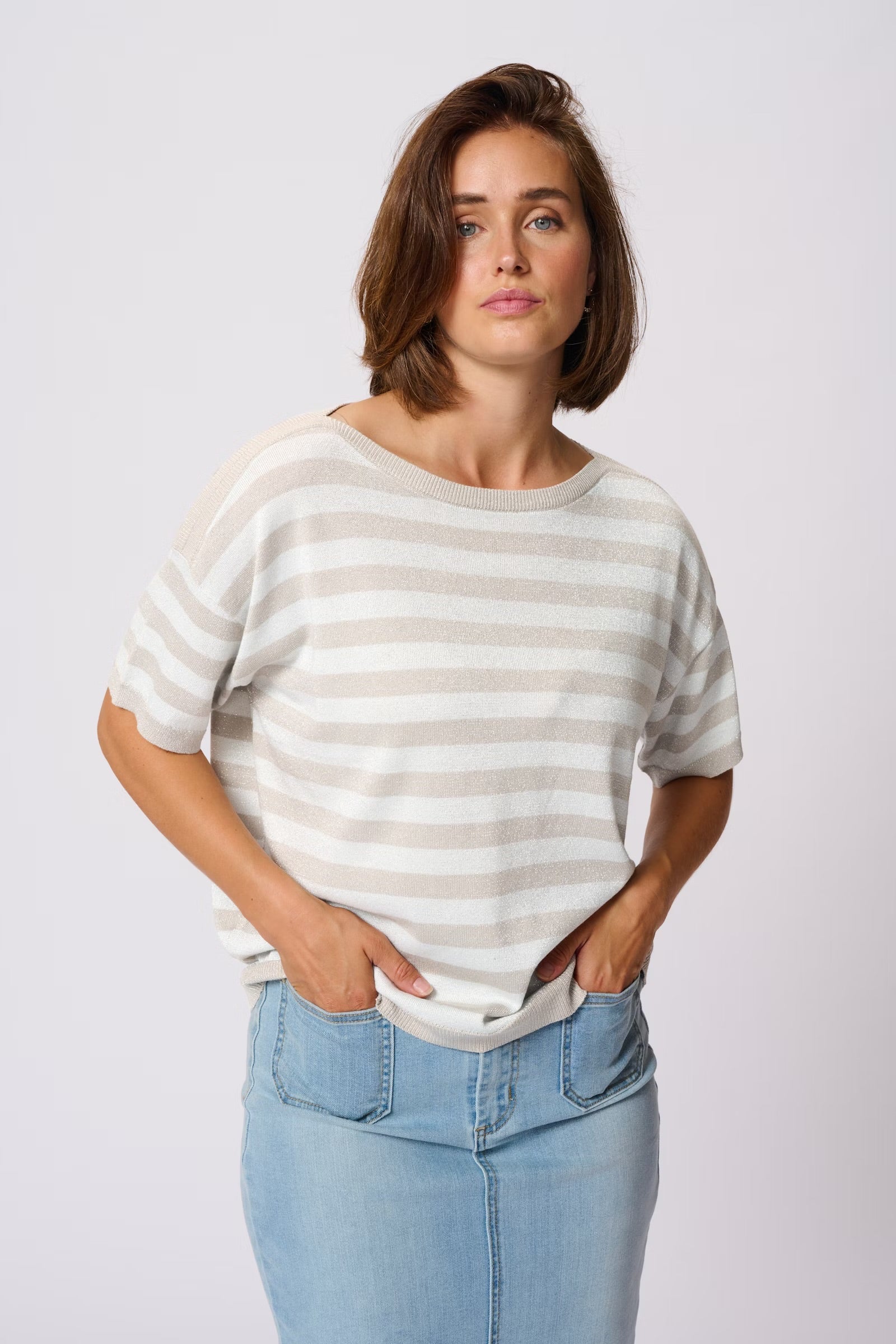 KAFFE REGINA STRIPED PULLOVER