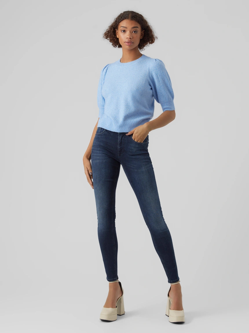 VERO MODA DOFFY 2/4 O-NEKCK PULLOVER - BLUE