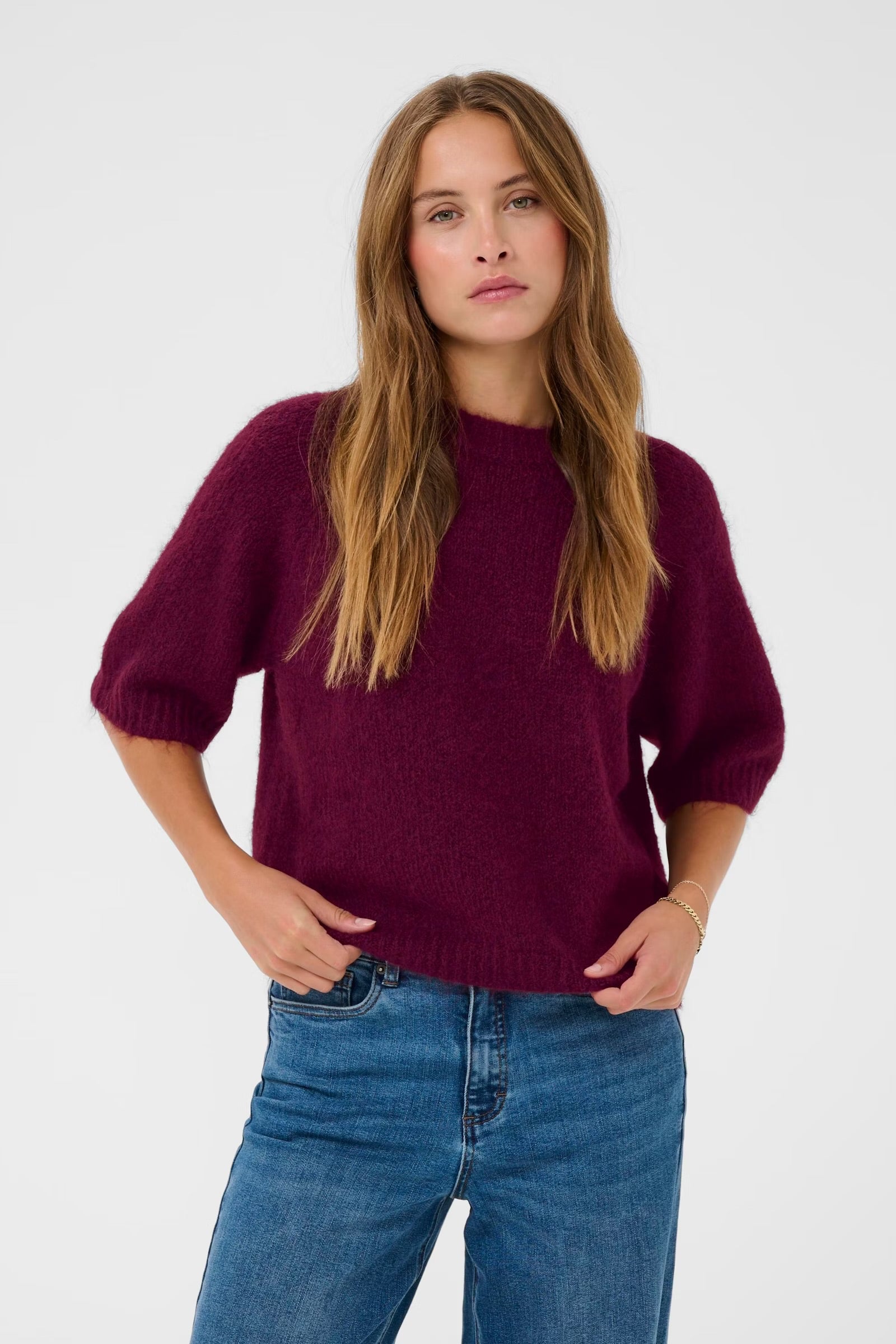 KAFFE EMILIE CROPPED KNIT PULLOVER