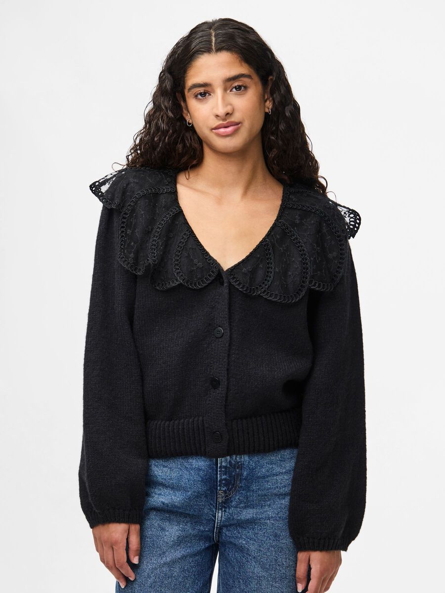 PIECES ABBY LS LACE COLLAR KNIT CARDIGAN