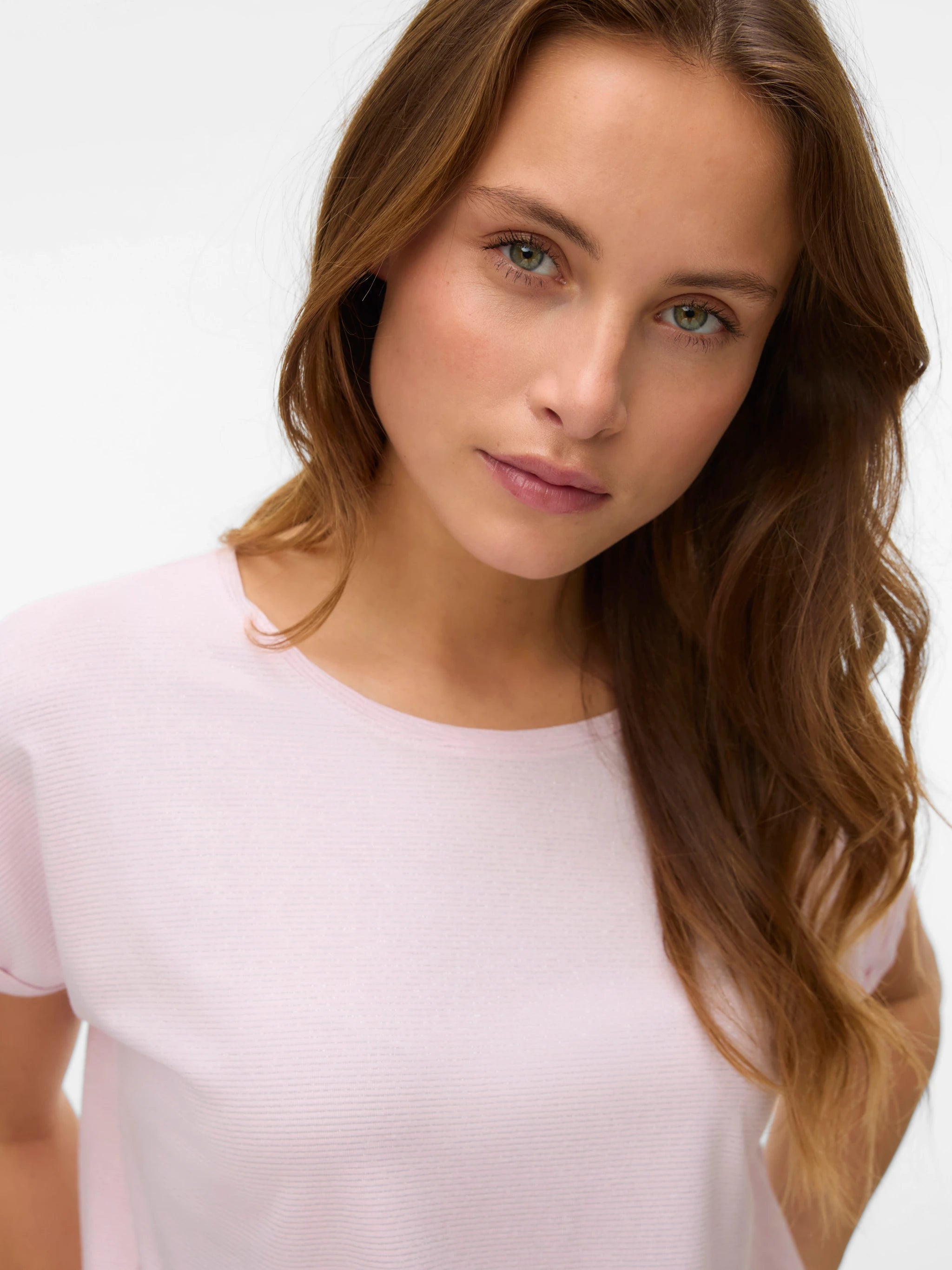 VERO MODA AVA GLITTER SS TOP STRIPE