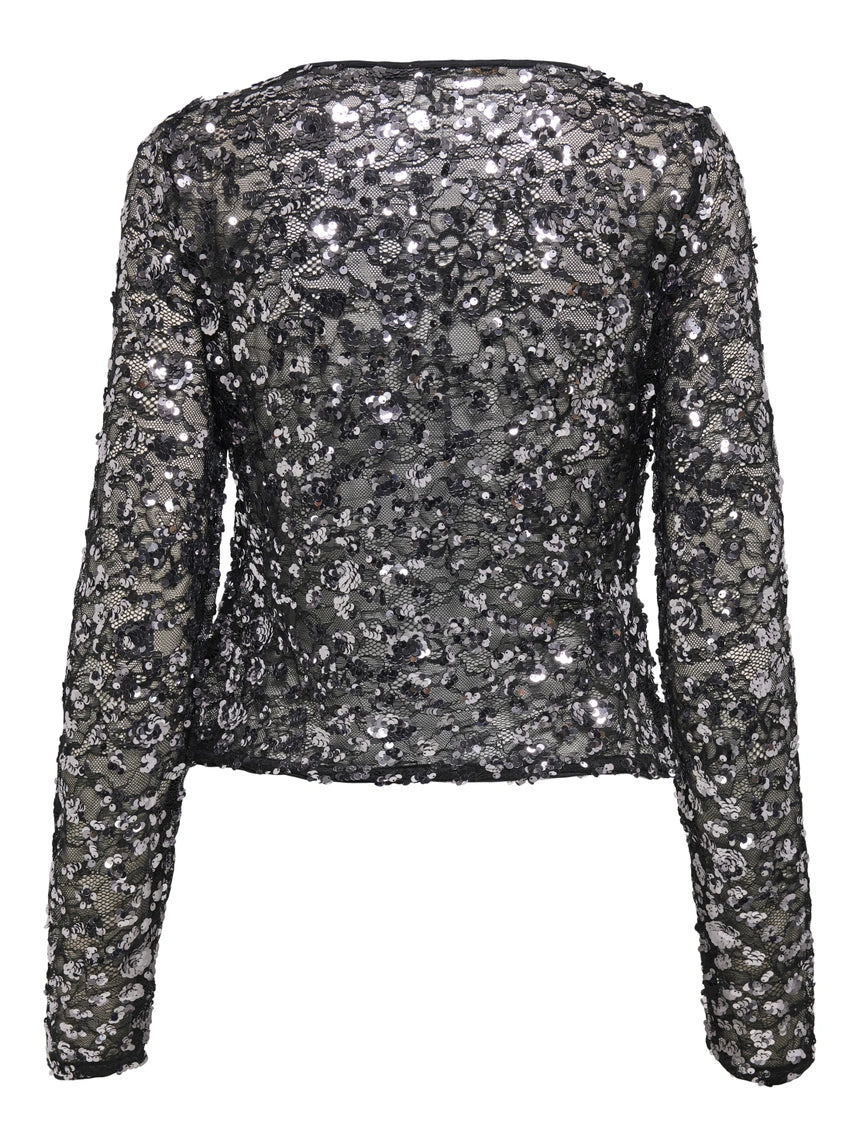ONLY PALEMA LS LACE SEQUIN TOP
