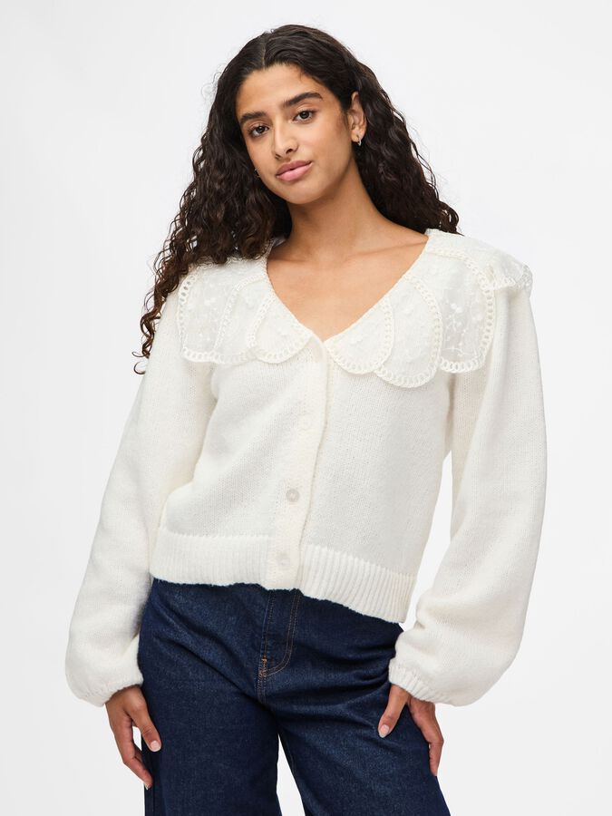 PIECES ABBY LS LACE COLLAR KNIT CARDIGAN