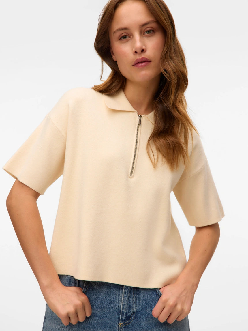 VERO MODA GOLD 2/4 POLONECK PULLOVER