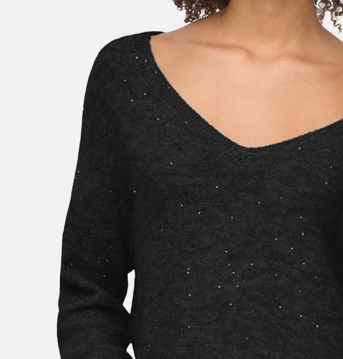 ONLY ARIZONA LS SEQUINS V-NECK PULLOVER KNIT