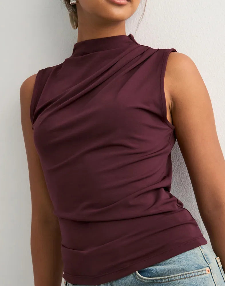 PIECES MADISON SL DRAPED TOP