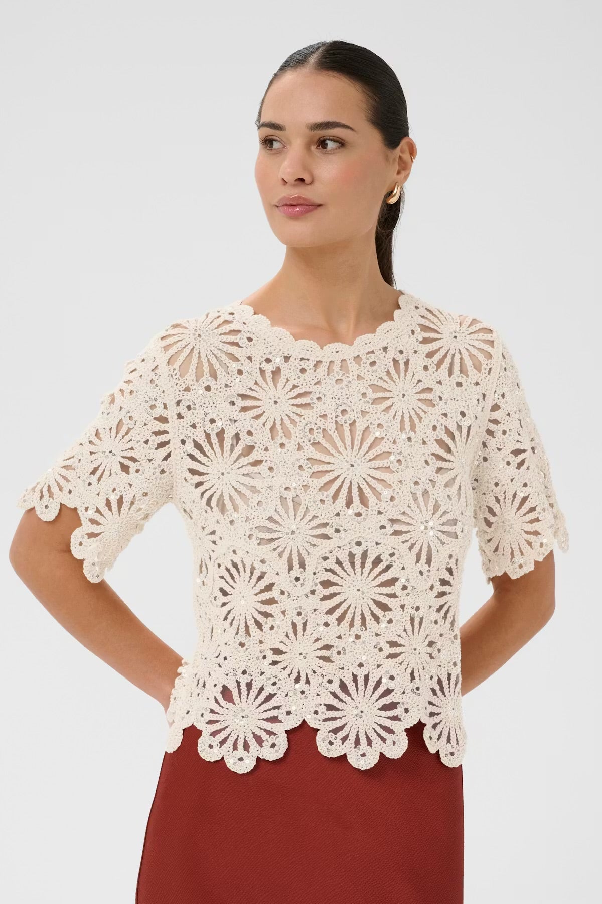 KAFFE CALLISTA SEQUINS KNIT TOP