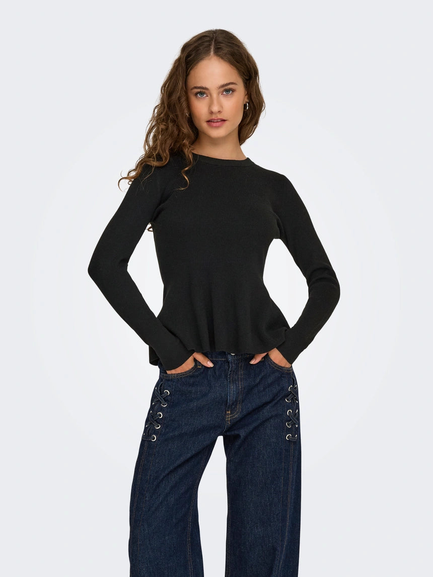 ONLY COCO LIFE LS RIB ONECK PEPLUM