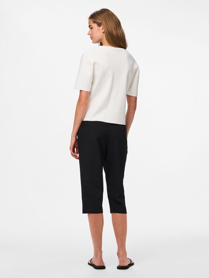 PIECES MARIE SS O-NECK SPLIT KNIT