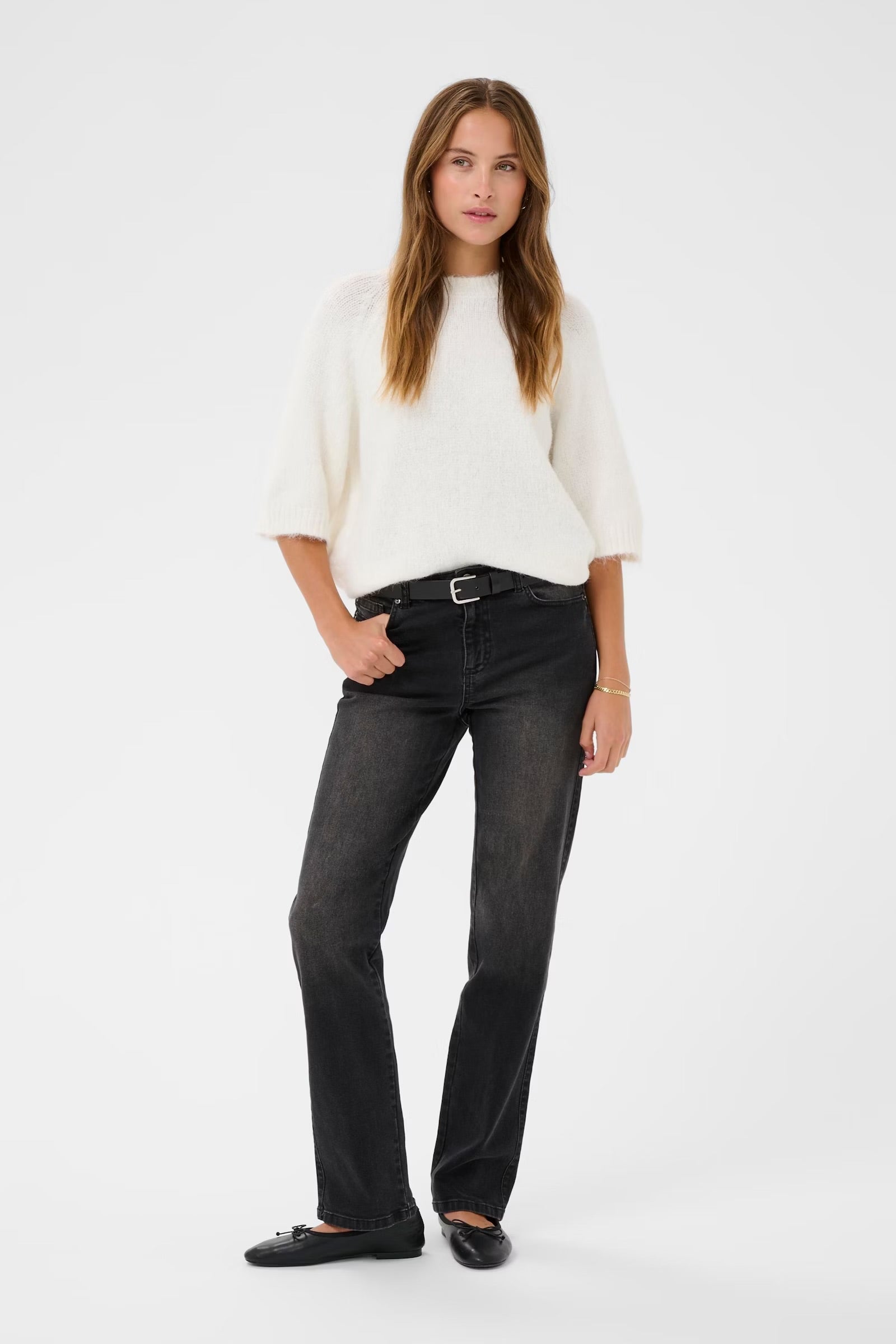 KAFFE EMILIE CROPPED KNIT PULLOVER