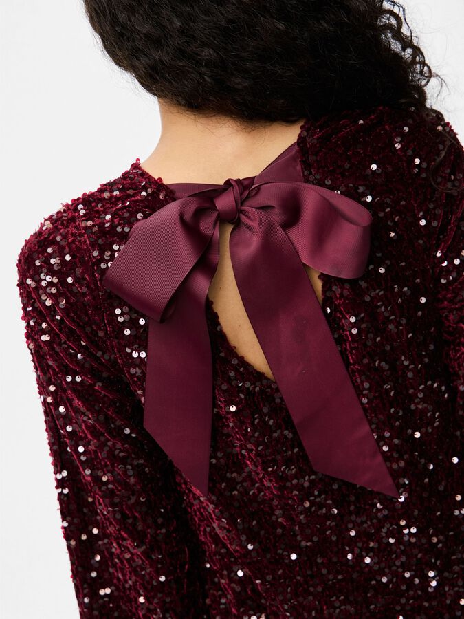 PIECES KAM LS DEEP BACK BOW DRESS