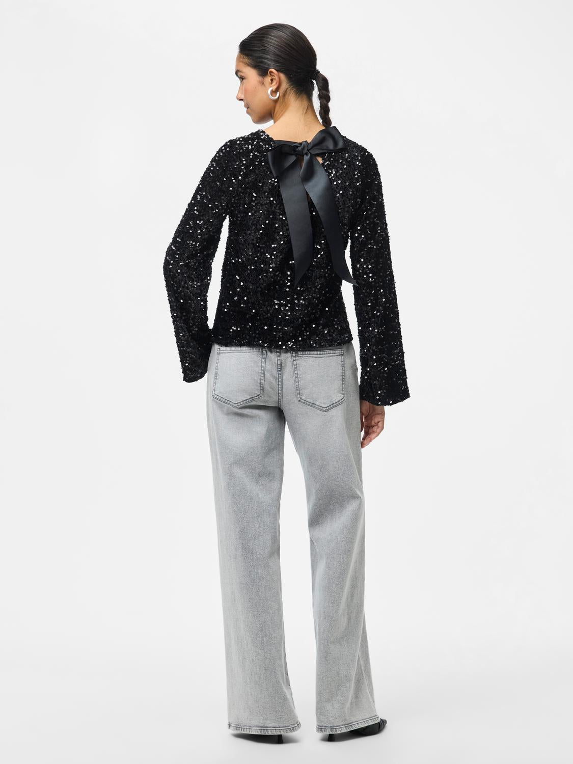 PIECES KAM LS DEEP BACK BOW TOP