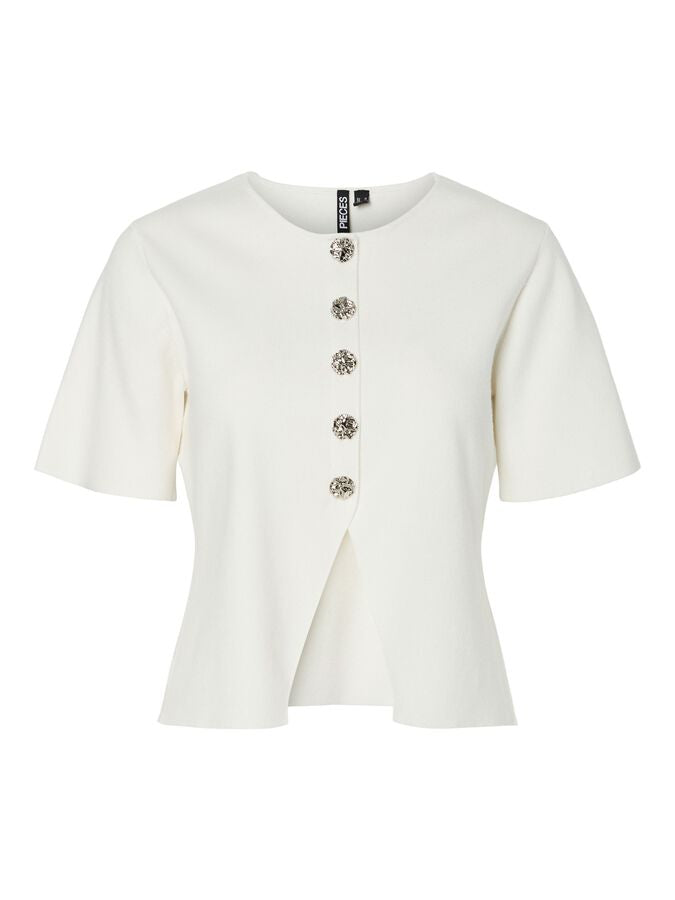 PIECES MARIE SS O-NECK SPLIT KNIT