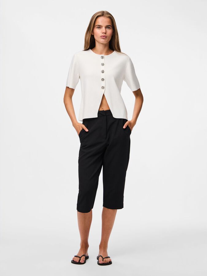 PIECES MARIE SS O-NECK SPLIT KNIT