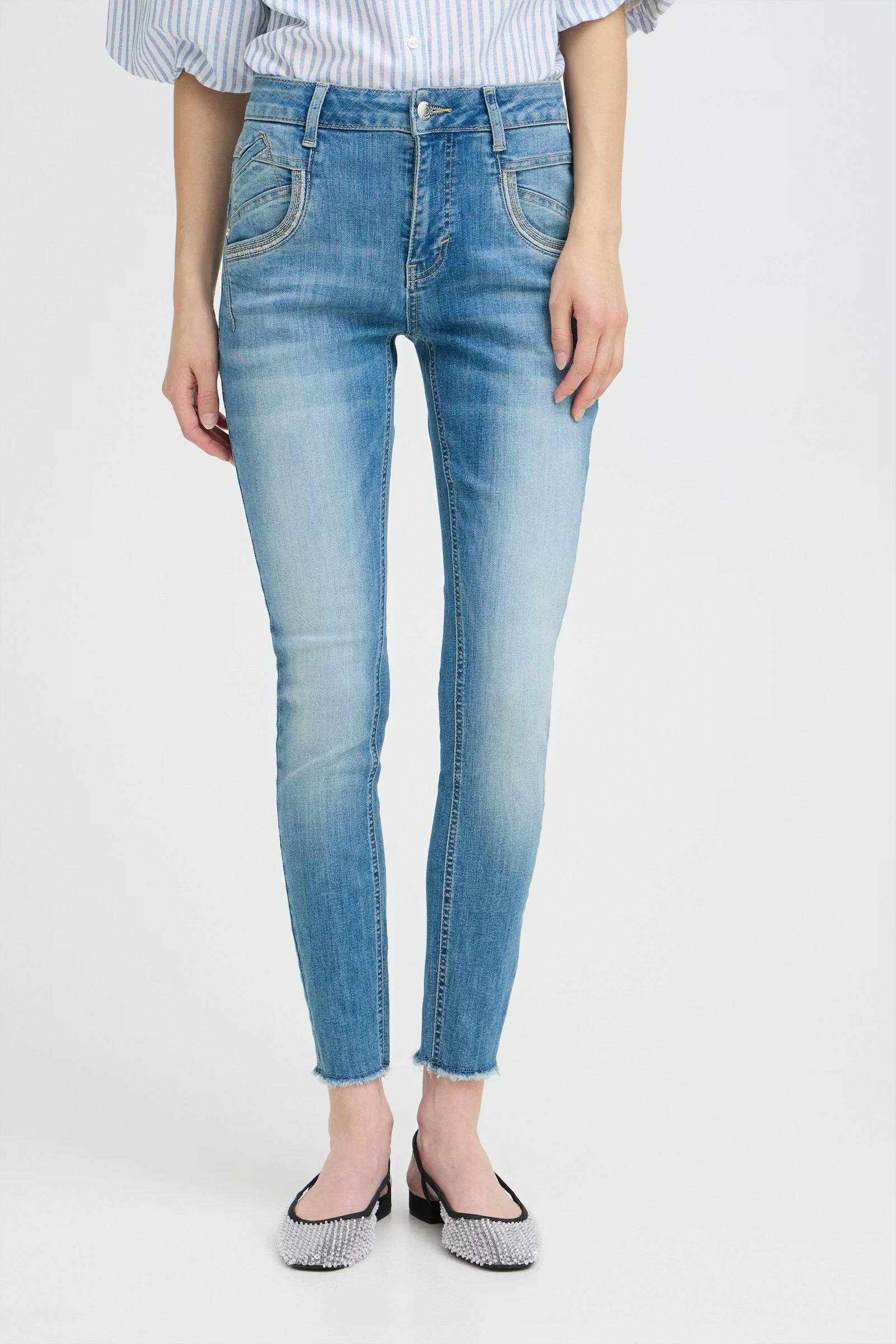 PULZ JEANS CARMEM EMB. HW SKINNY LEG