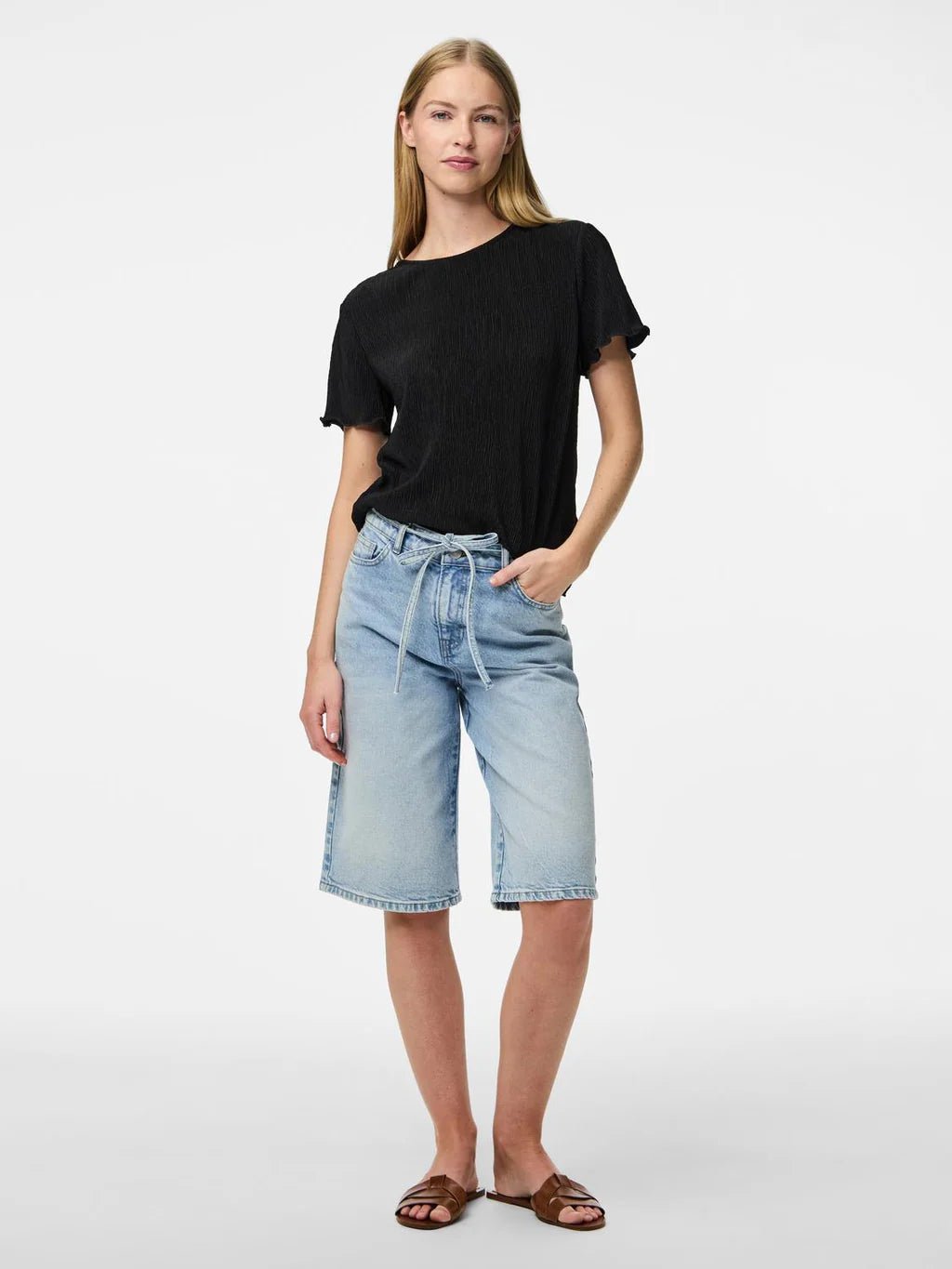 PIECES FLORA SS O-NECK TOP