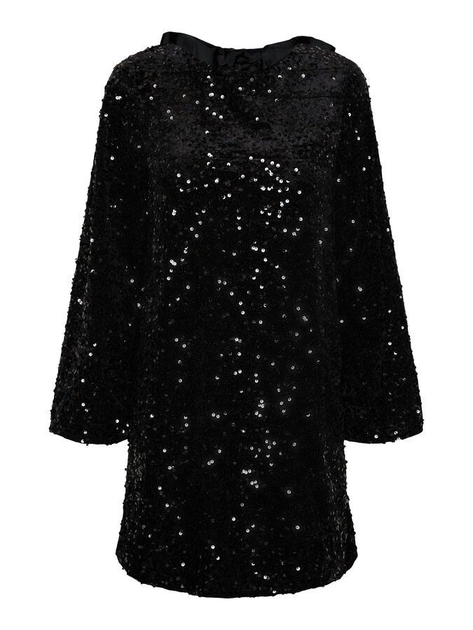 PIECES KAM LS DEEP BACK BOW DRESS