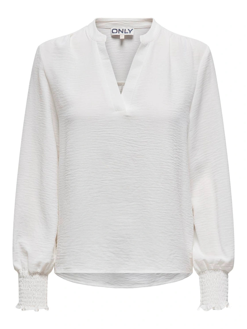 ONLY METTE V-NECK LS SMOCK TOP