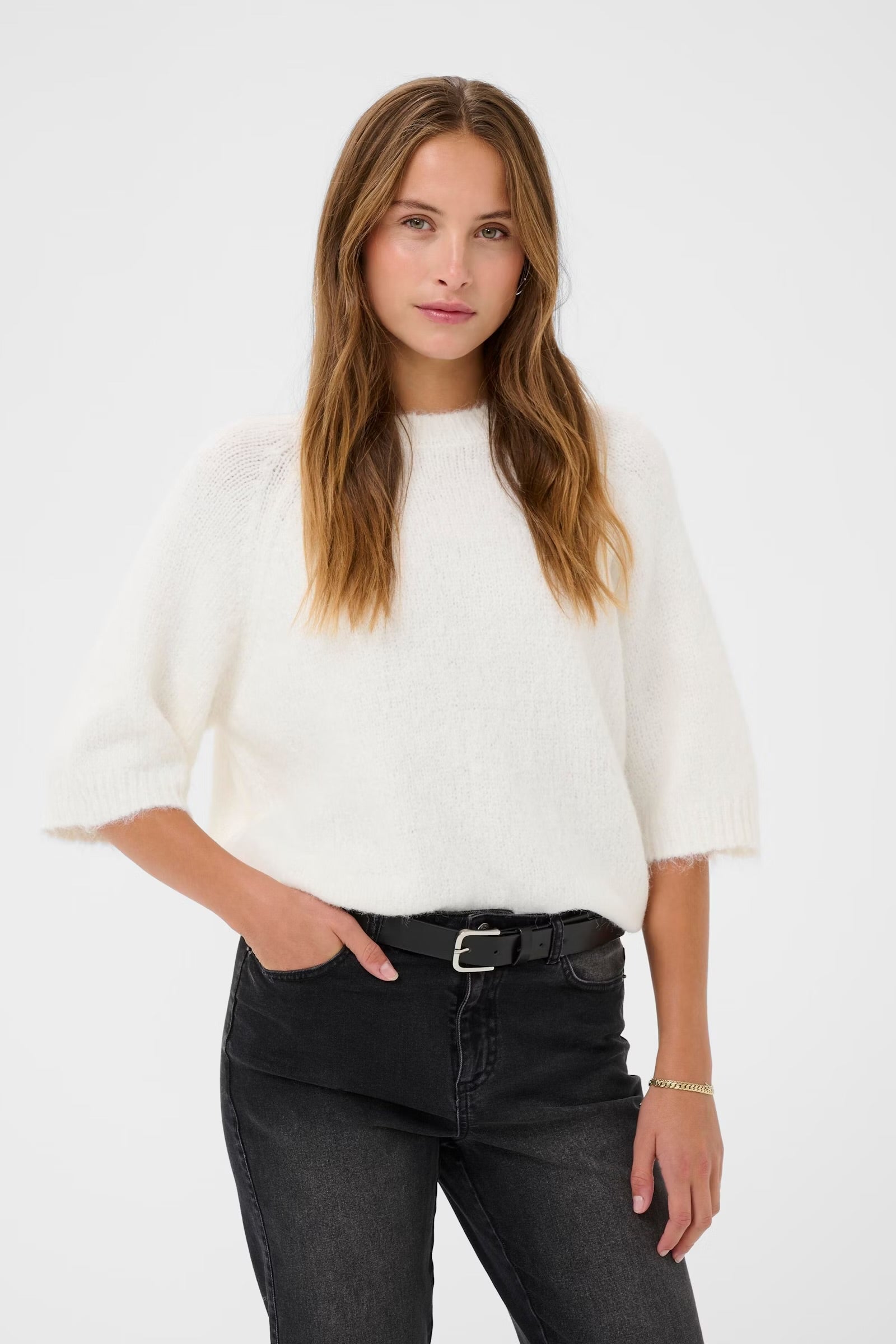 KAFFE EMILIE CROPPED KNIT PULLOVER