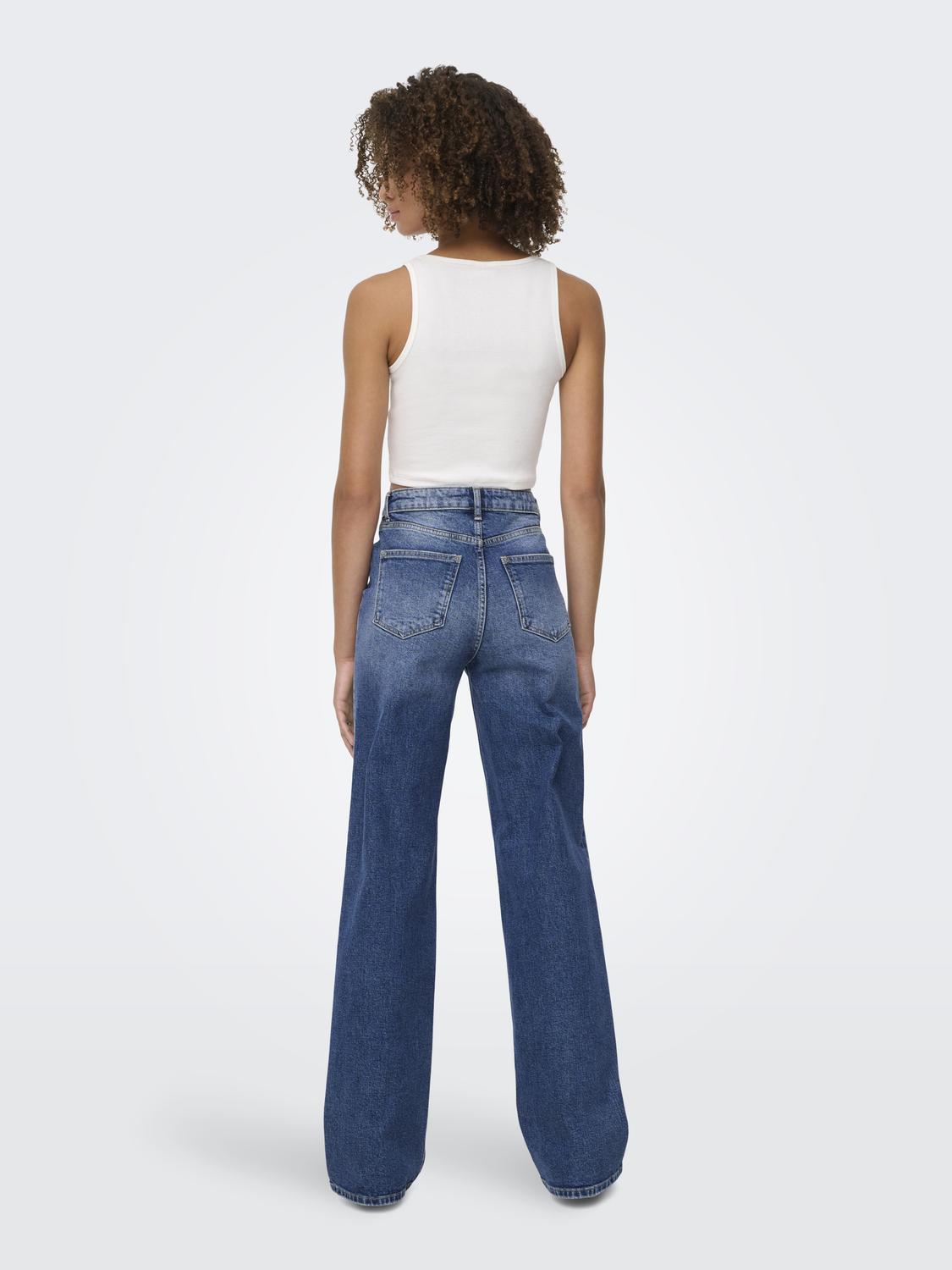 ONLY JUICY HW WIDE LEG DNM - DARK BLUE DENIM
