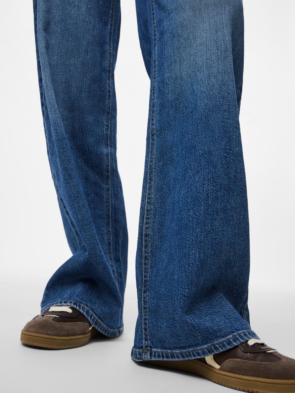 PIECES SILKE MW WIDE JEANS - MEDIUM BLUE DENIM