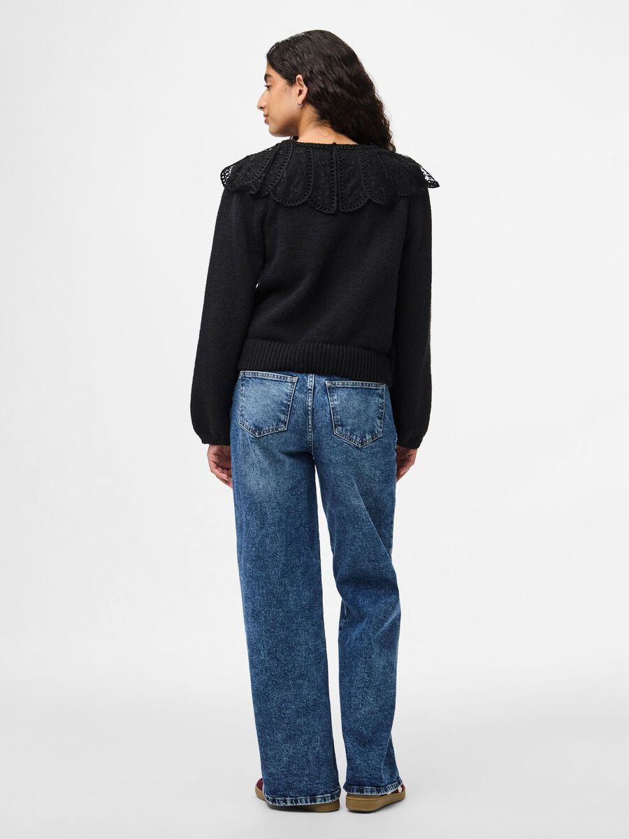 PIECES ABBY LS LACE COLLAR KNIT CARDIGAN