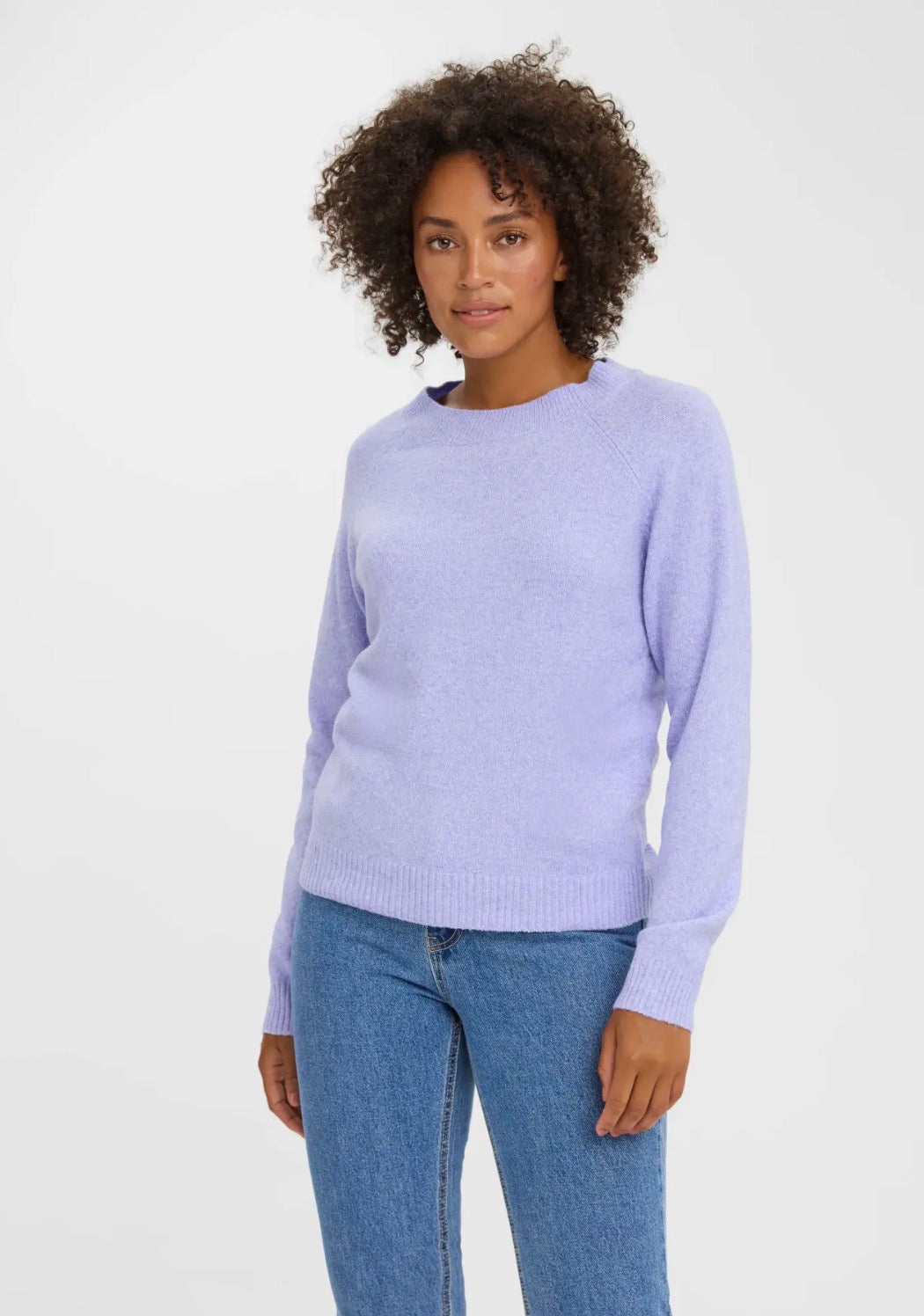 VERO MODA DOFFY LS O-NECK BLOUSE - JACARANDA/MELANGE