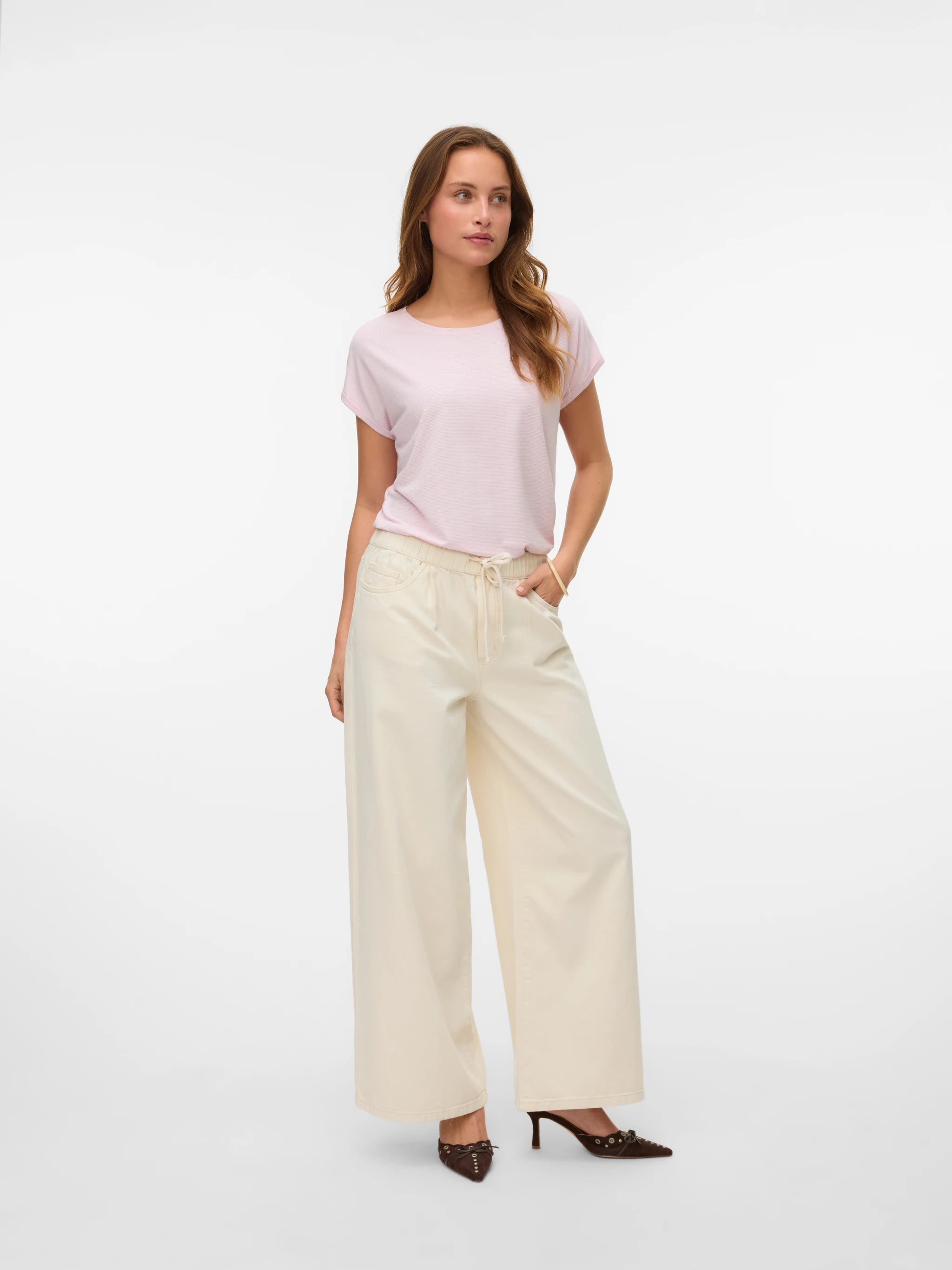 VERO MODA AVA GLITTER SS TOP STRIPE