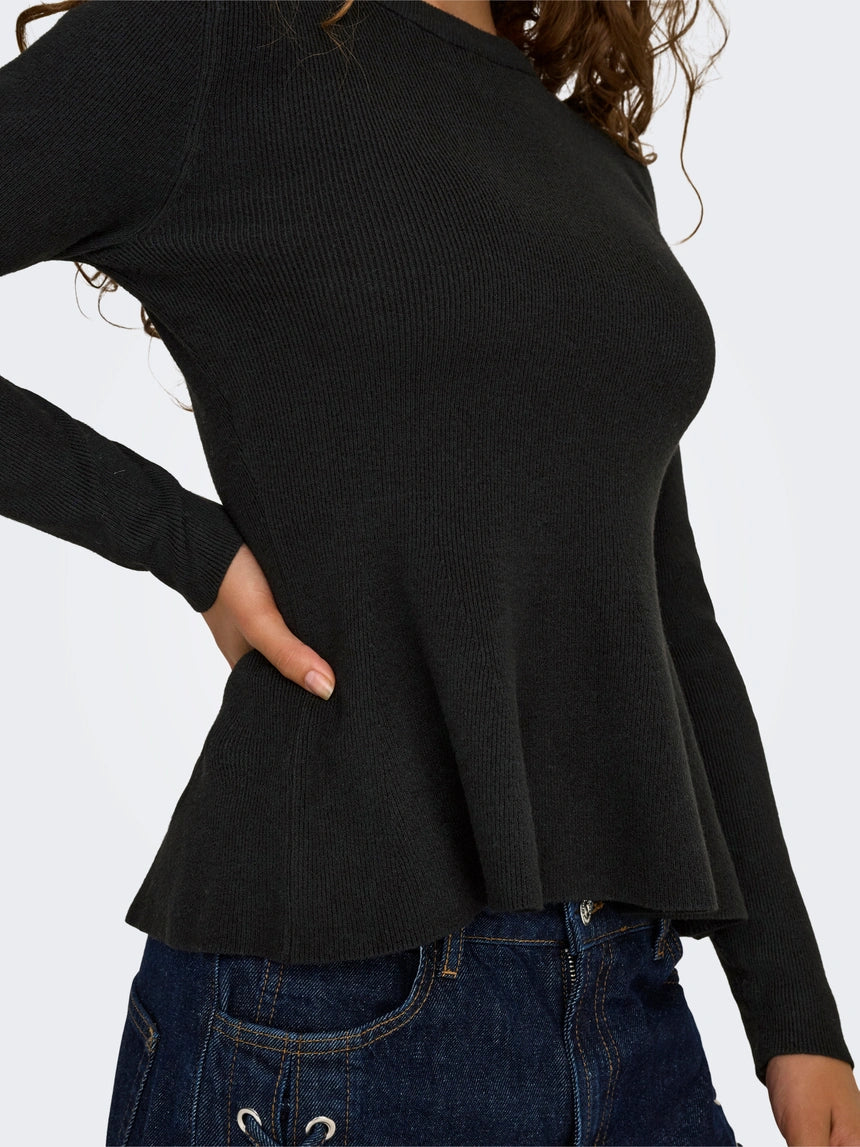 ONLY COCO LIFE LS RIB ONECK PEPLUM