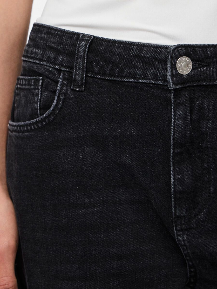 PIECES SILKE MW WIDE JEANS - BLACK DENIM