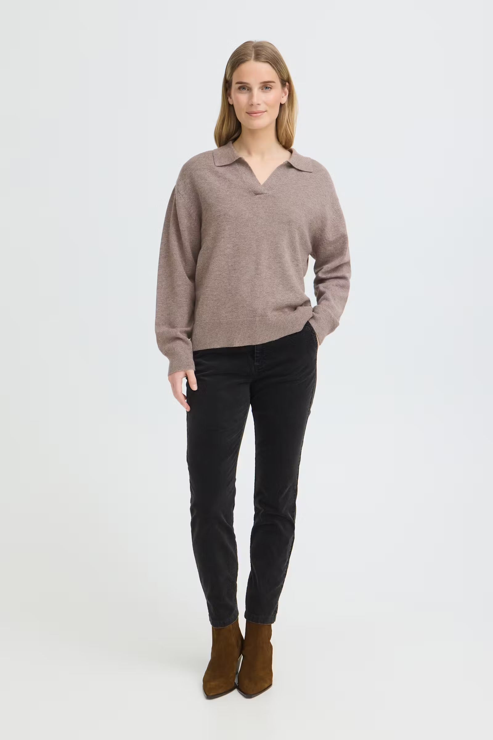 PULZ JEANS STEFFI OPEN POLO PULLOVER